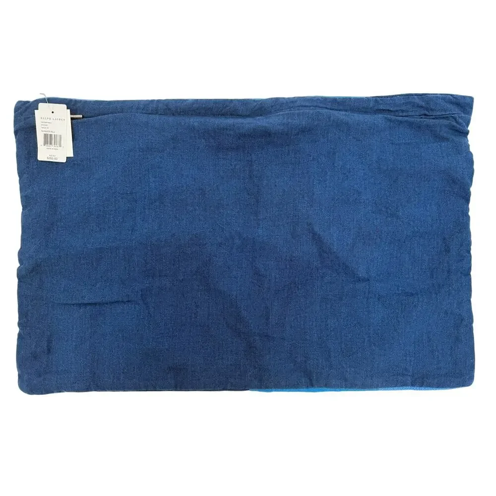 RALPH LAUREN Stover Throw Pillow Cover 16x24 Summer Blu Denim Jean NWT Linen